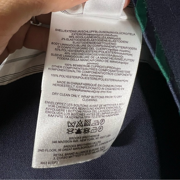 ❌SOLD❌Brooks Brothers Red Fleece Women 2 Button Blazer Green Navy Trim Sz 0 - Picture 8 of 10